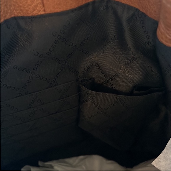 NWT BCBGMaxAzria large leather cognac tote, MSRP $398 - Picture 4 of 5